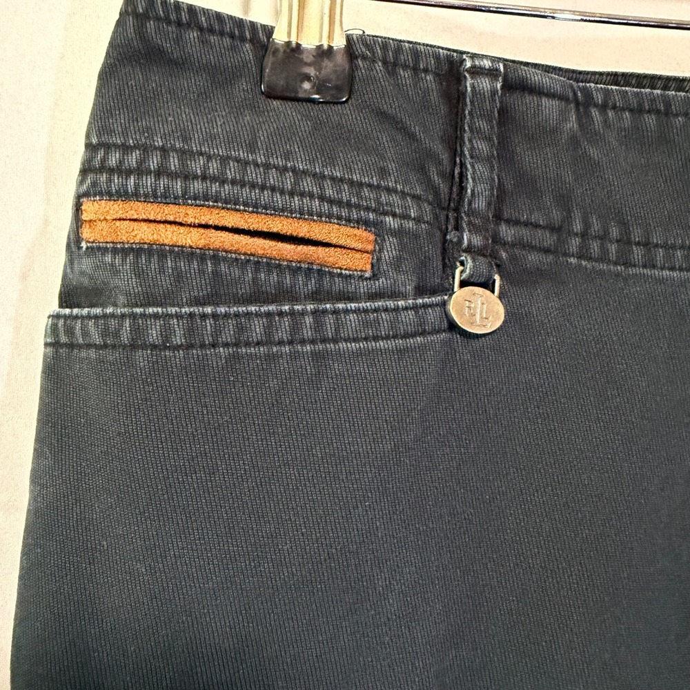 Lauren Ralph Lauren Petite Straight Leg Chino Pants Black‎ 12P Stretch Cotton - Picture 4 of 10